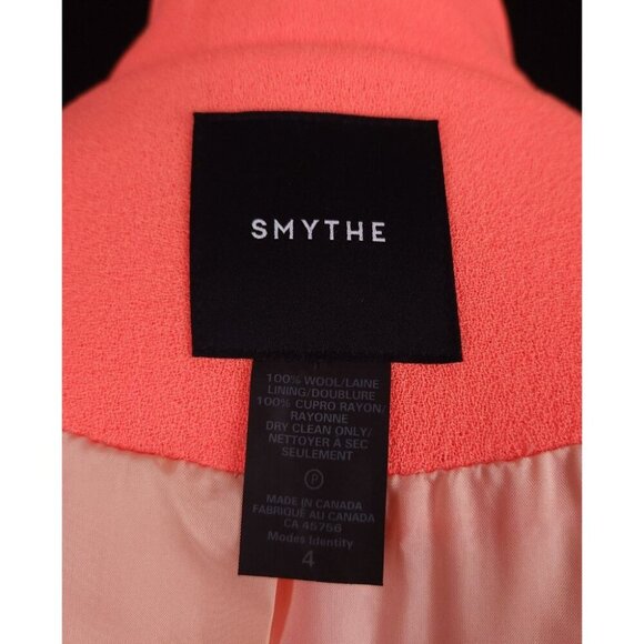 Smythe Tailored Blazer Size 4 Womens Neon Tangerine Jacket $795 - Picture 12 of 16